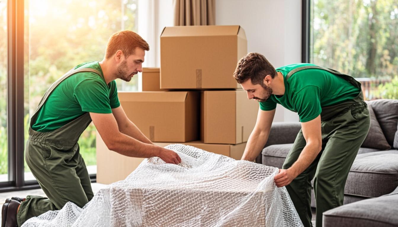 RAK movers wrapping furniture with protective material